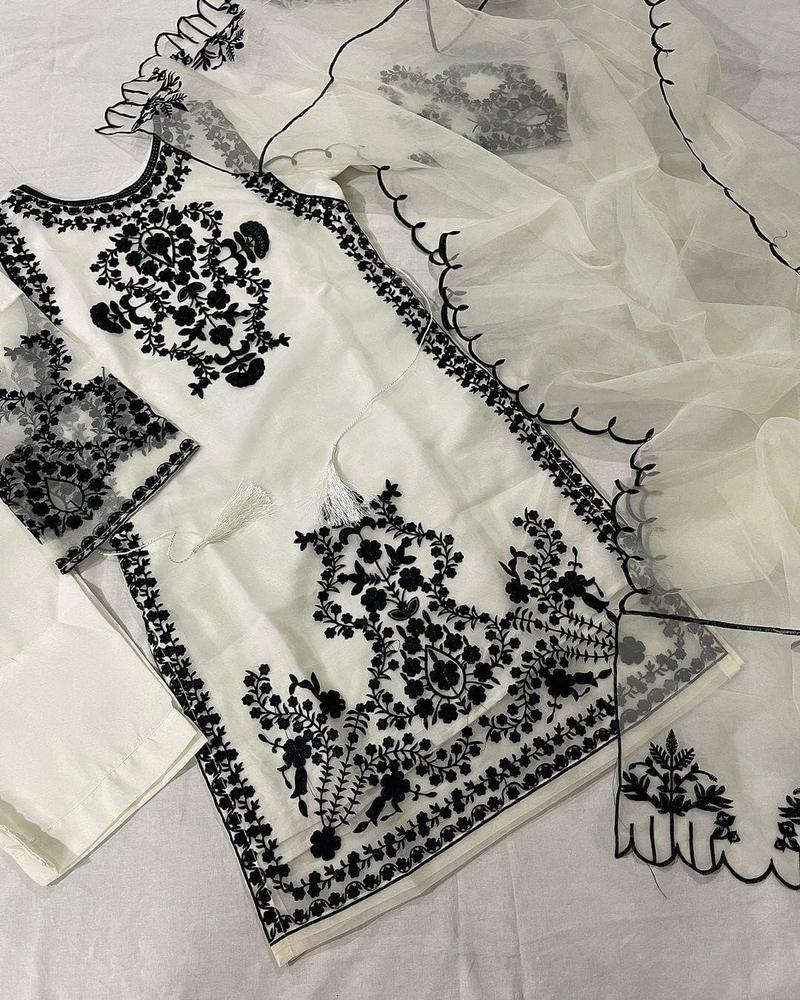 3 pcs Women's Stitched Organza