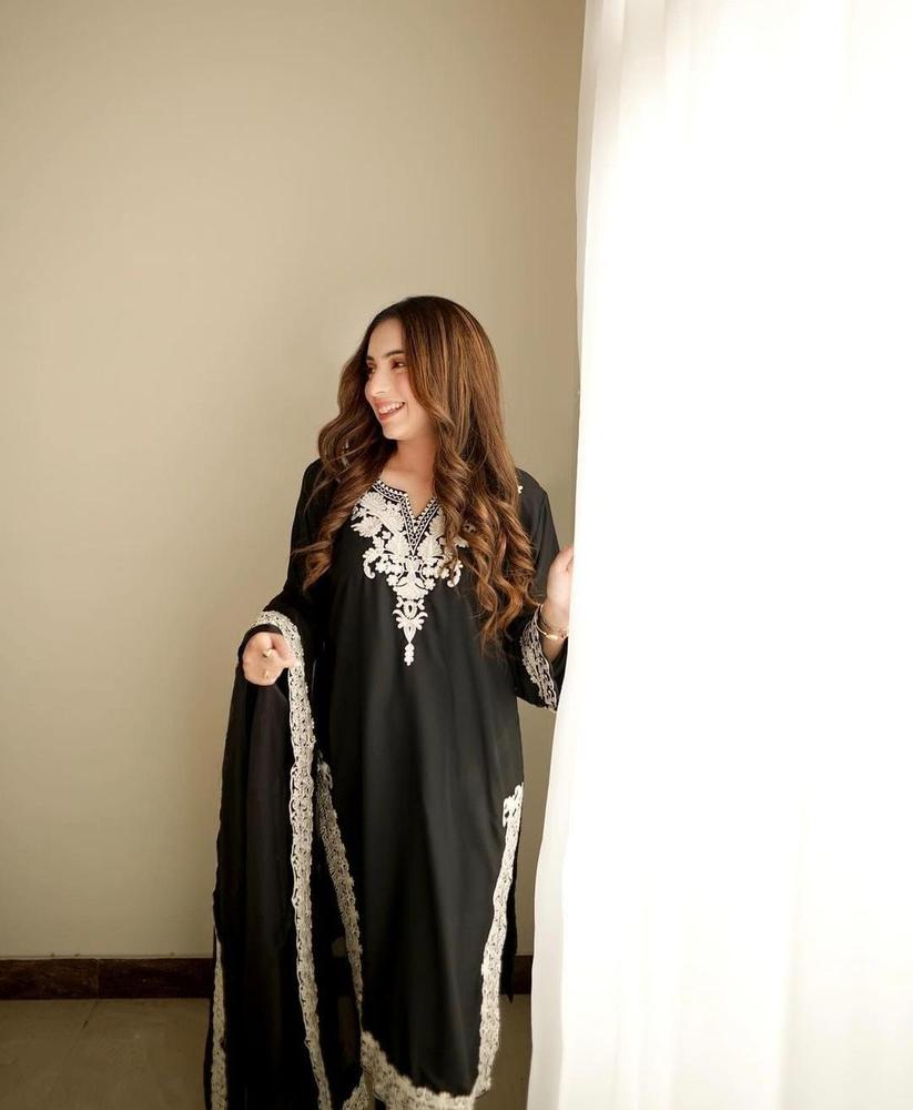 3 Pcs Women's Stitched Organza Emoridered Suit