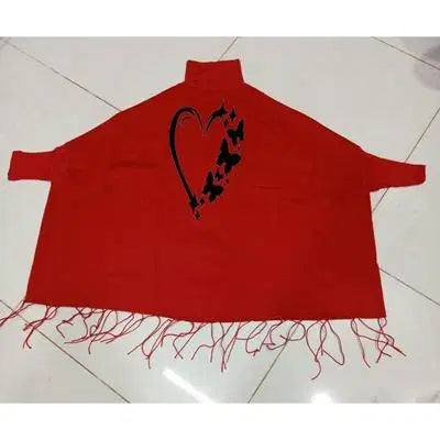 Women's Fleece Printed Poncho