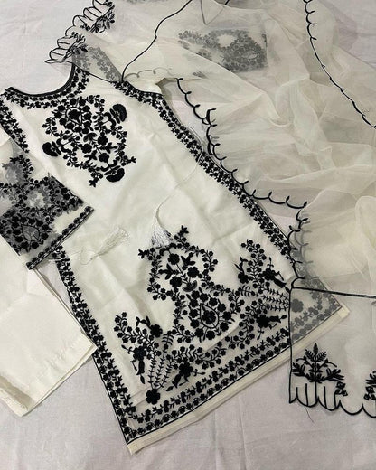 3 pcs Women's Stitched Organza